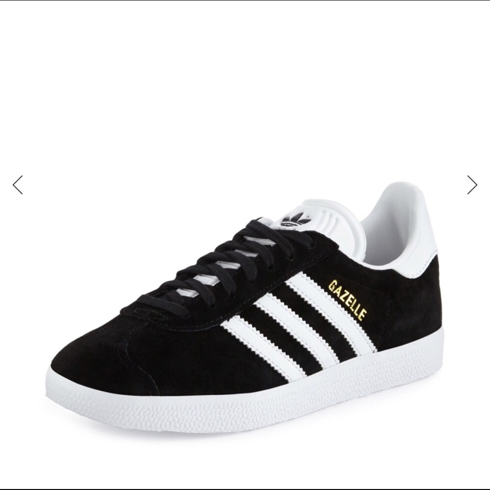 Women’s Black & White Gazelle Shoes w/ Gold Accent